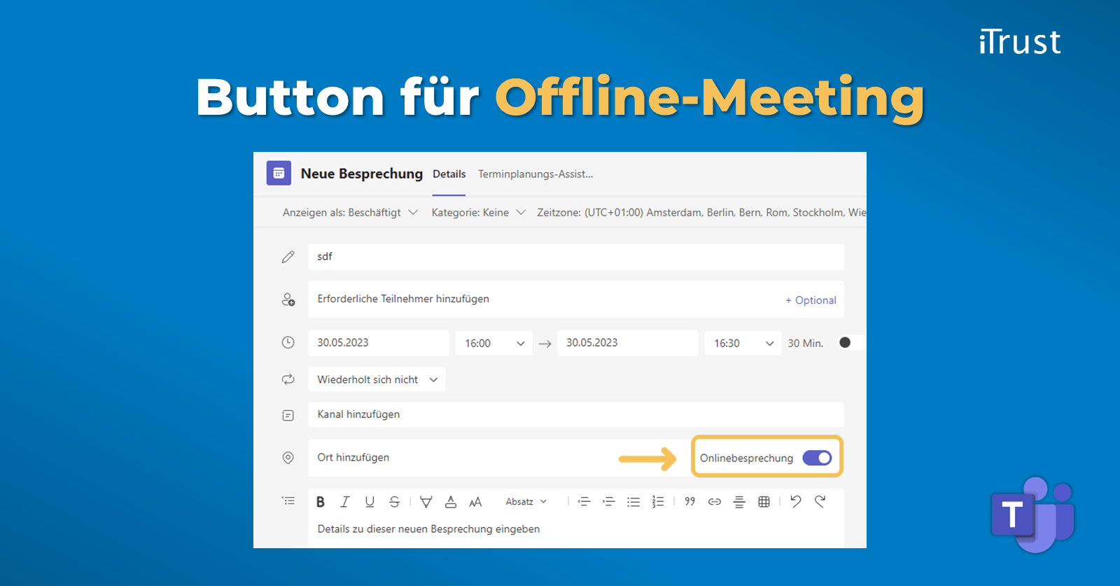 MS Teams Update Juni 2023 Button Offline-Meeting