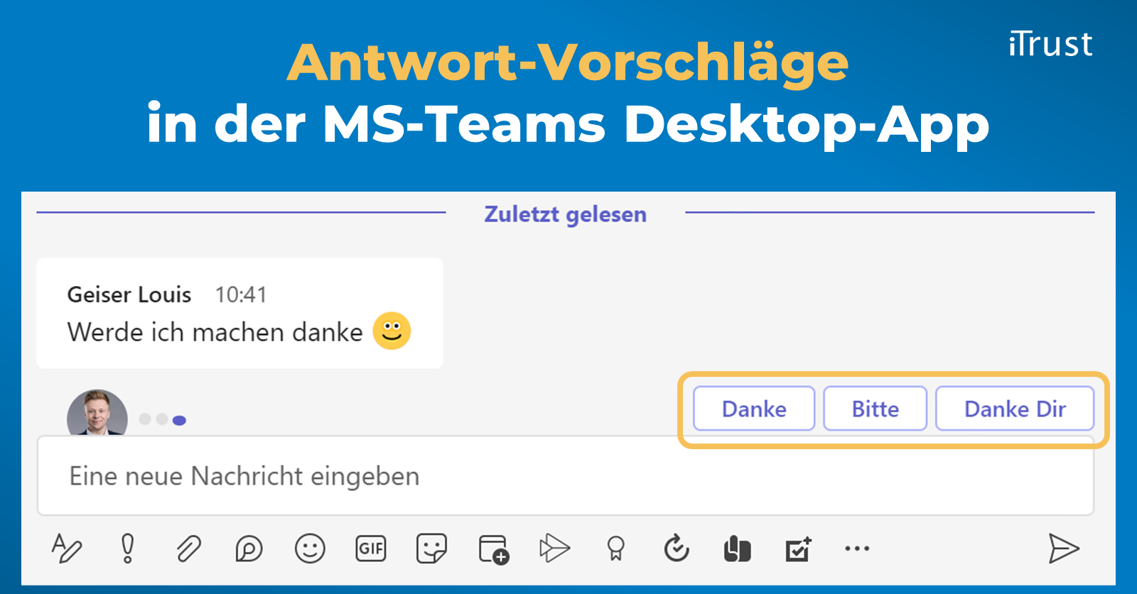 Antwort-Vorschläge in der MS-Teams Desktop-App