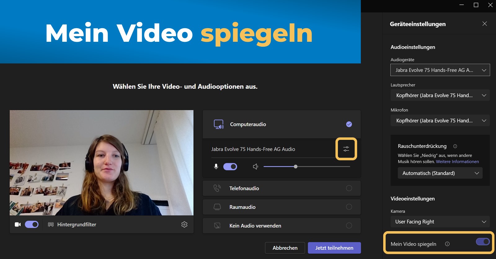 Was ist neu in Microsoft Teams - Januar 2022 - Mein Video spiegeln