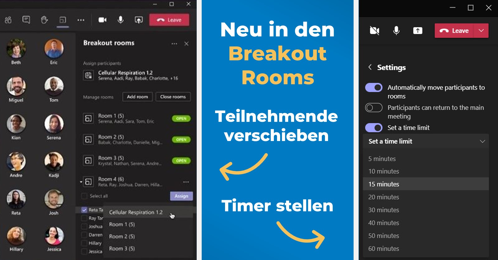 MS Teams Update April 2020 - Grafik - Neue Funktionen innerhalb der Breakout Rooms