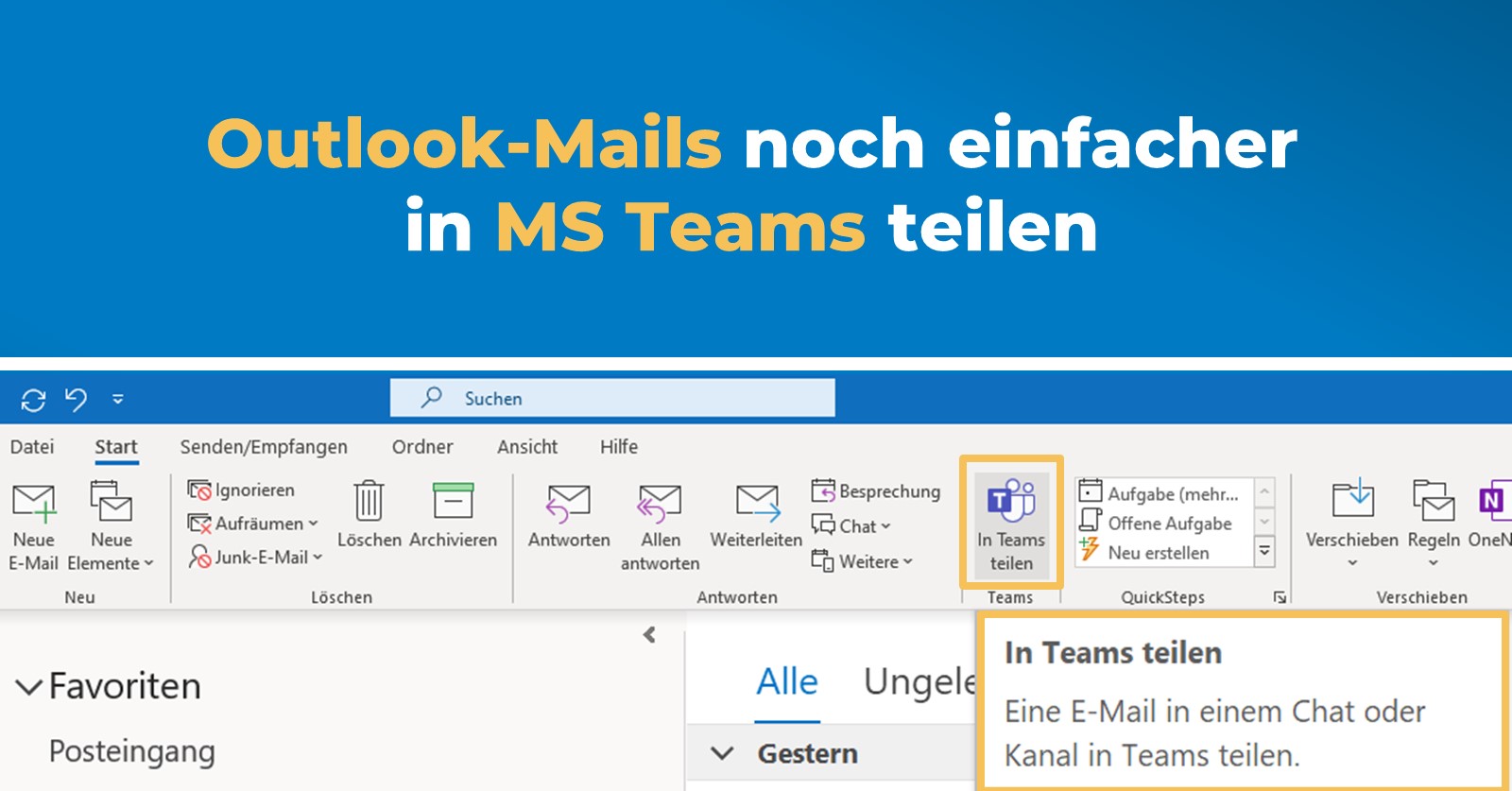 Was ist neu in Microsoft Teams: Outlook-Mails in Microsoft Teams teilen - Screenshot