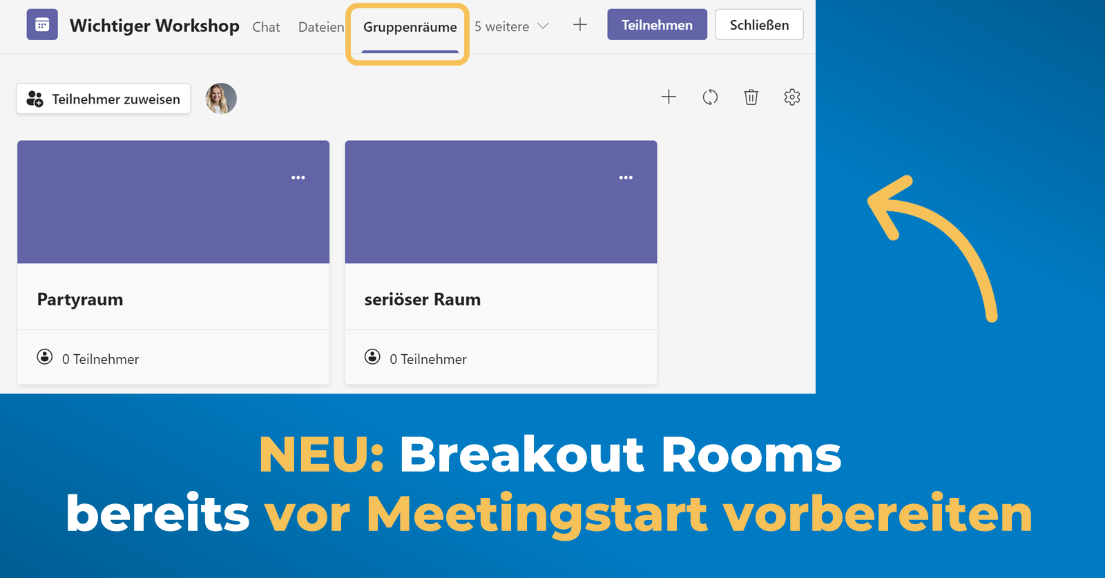 Was ist neu in Microsoft Teams - Oktober 2021 - Breakout Rooms vorbereiten