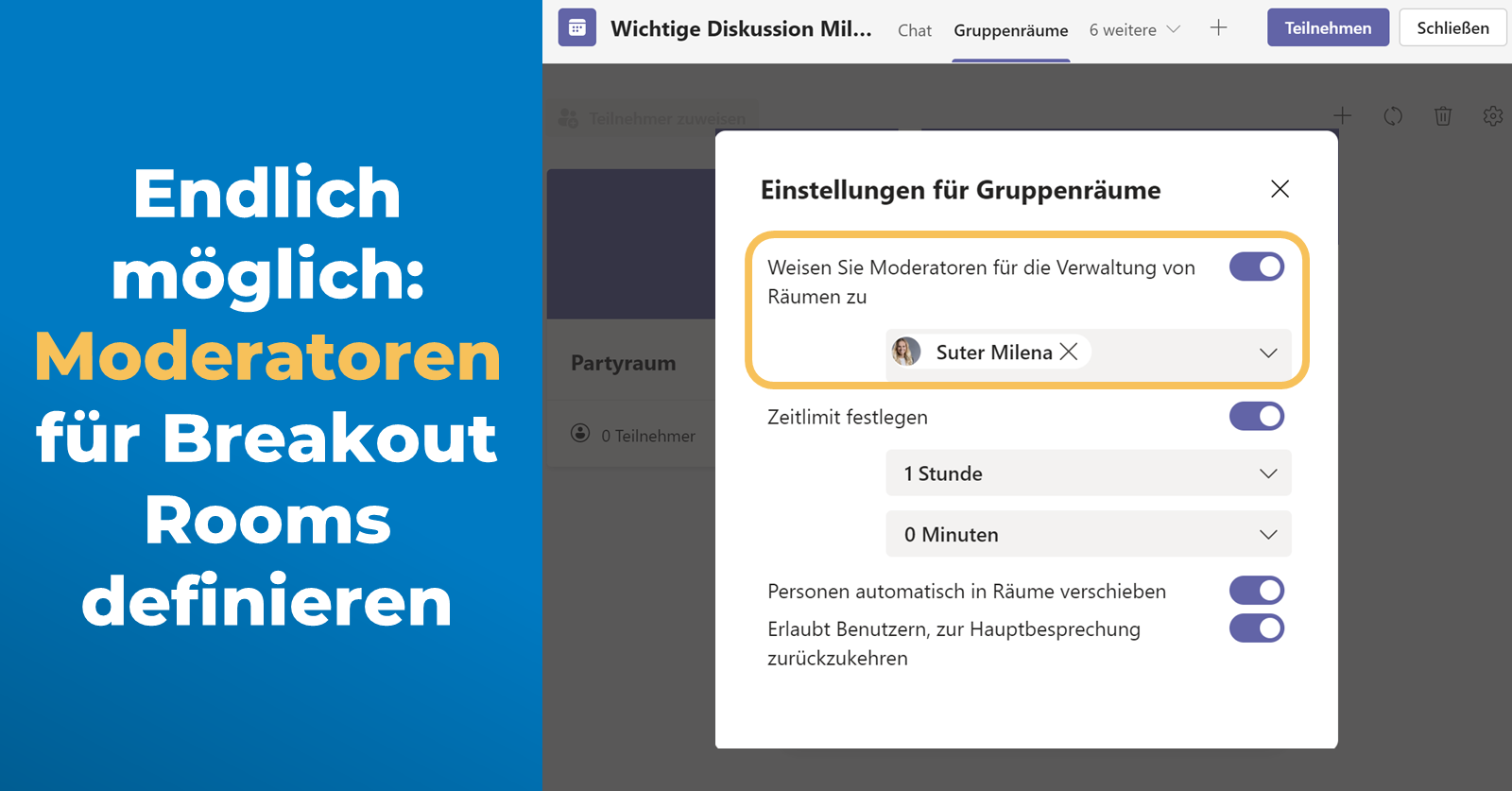 Was ist neu in Microsoft Teams - Oktober 2021 - Breakout Rooms Moderation