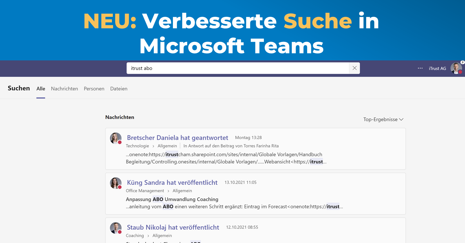 Was ist neu in Microsoft Teams - Oktober 2021 - Verbesserte Suche
