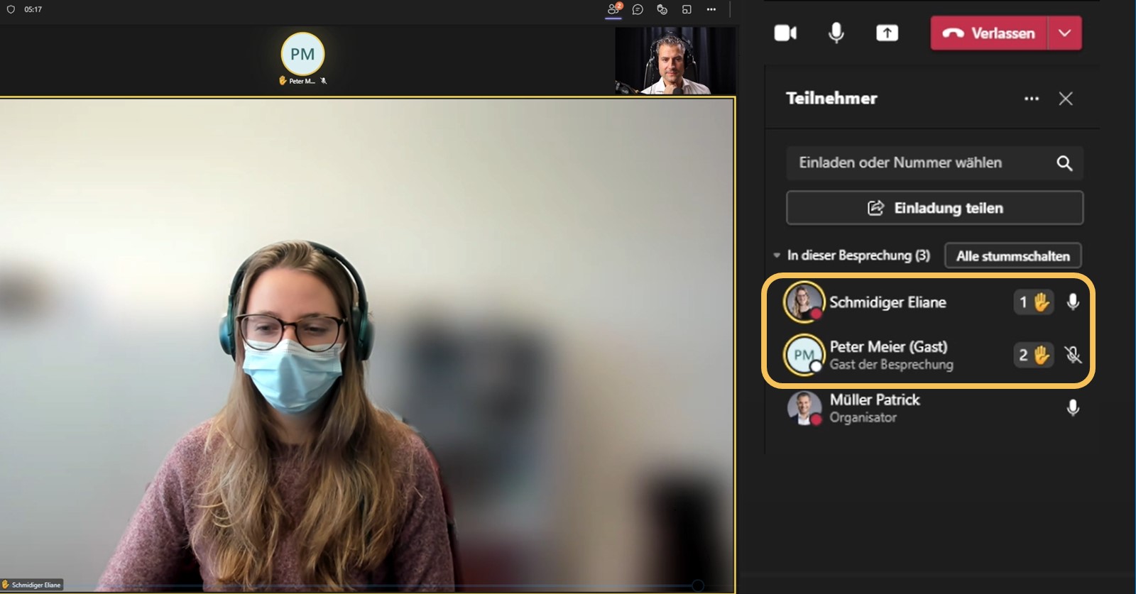 Was ist neu in Microsoft Teams - Reihenfolge bei virtuellem Handheben - Screenshot