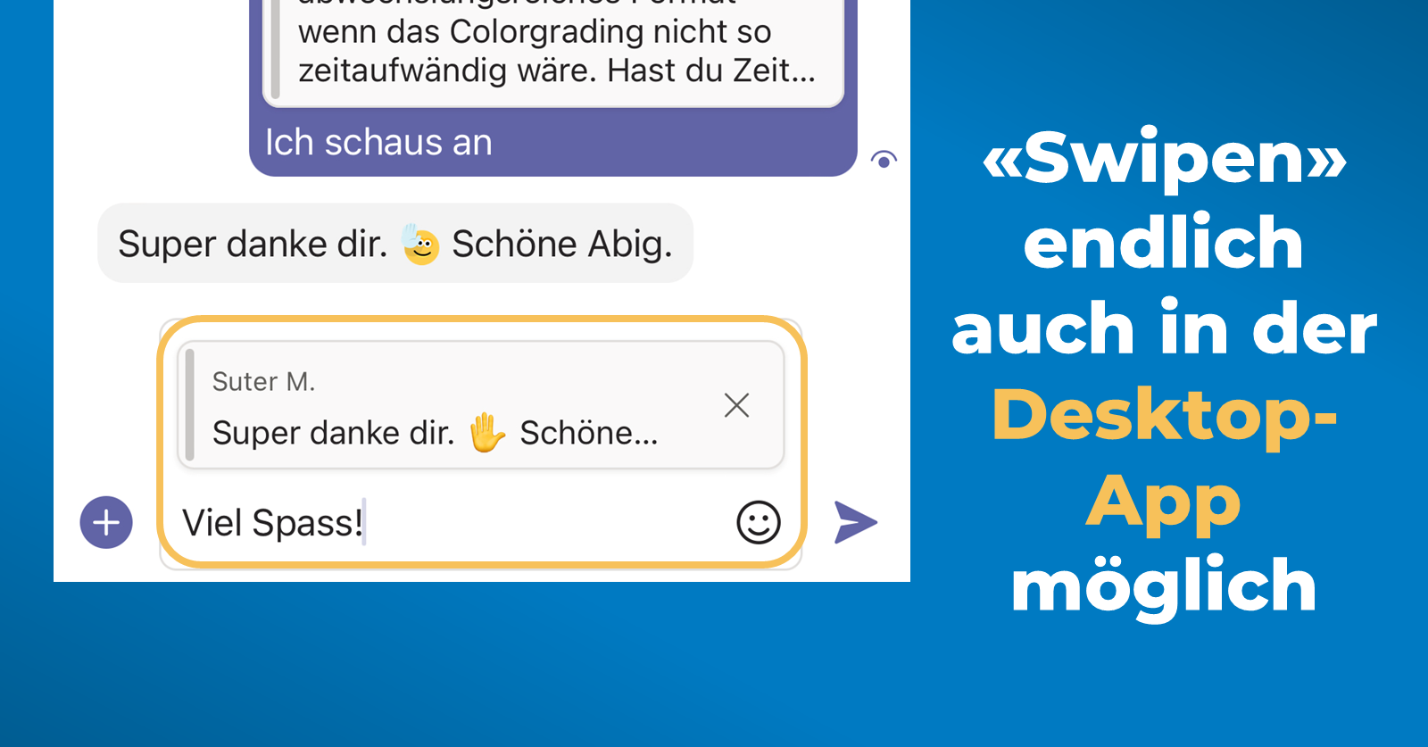 Was ist neu in Microsoft Teams - September 2021 - Swipen in Desktop-App